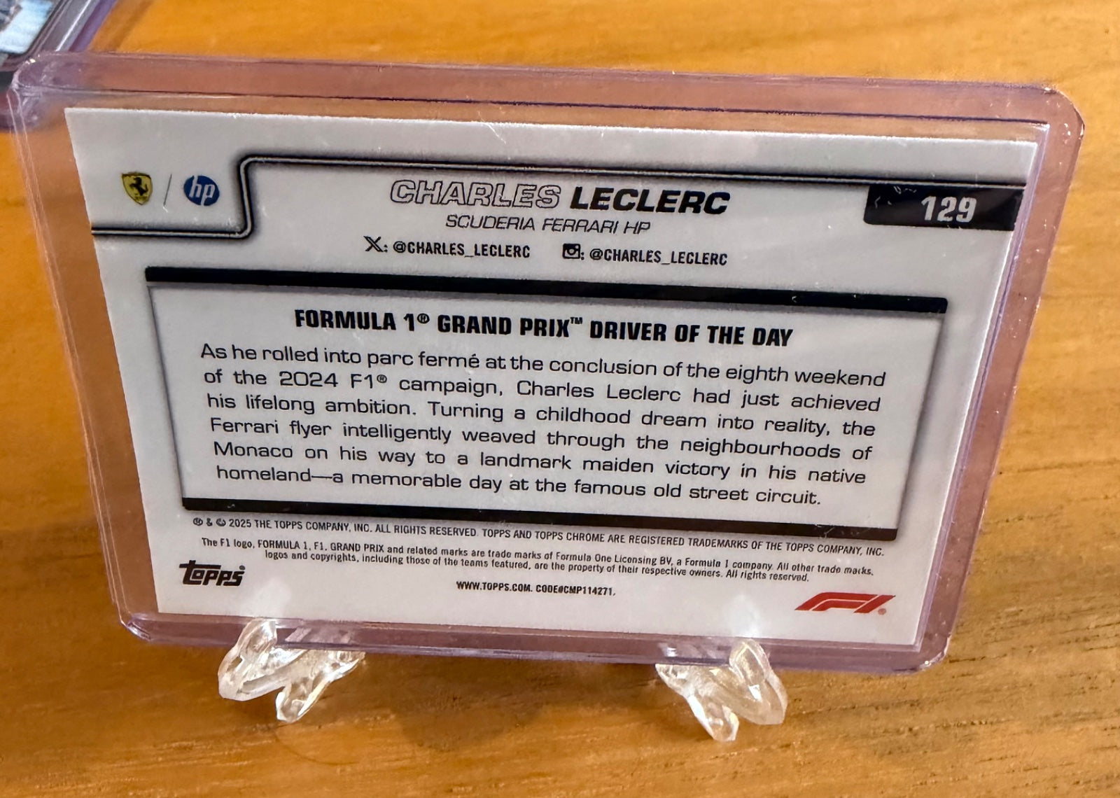 Charles Leclerc Monaco driver of the day TOPPS F1
