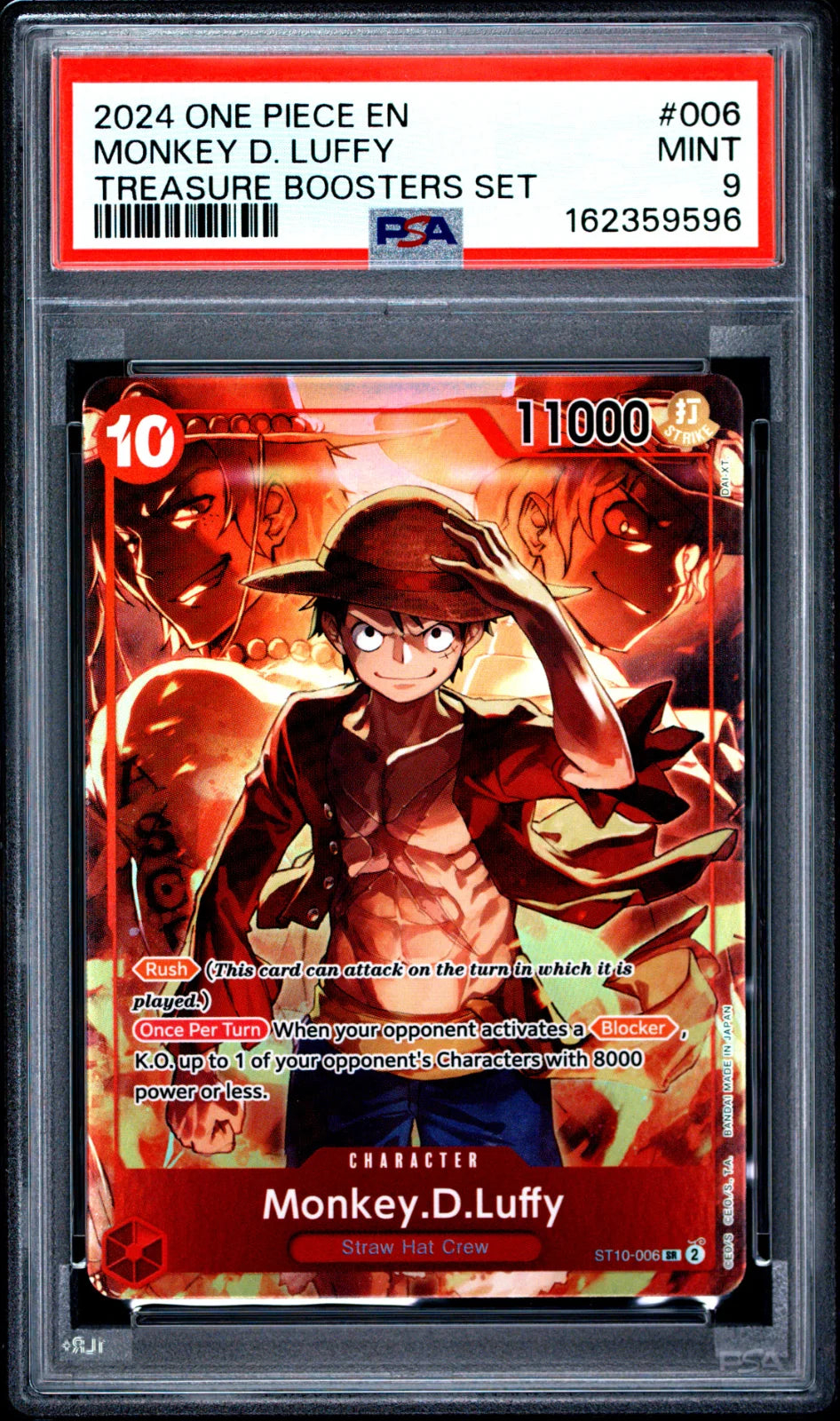 Monkey.D.Luffy (Treasure Booster Set) ST10-006 (One Piece Promotion Cards) — PSA 9
