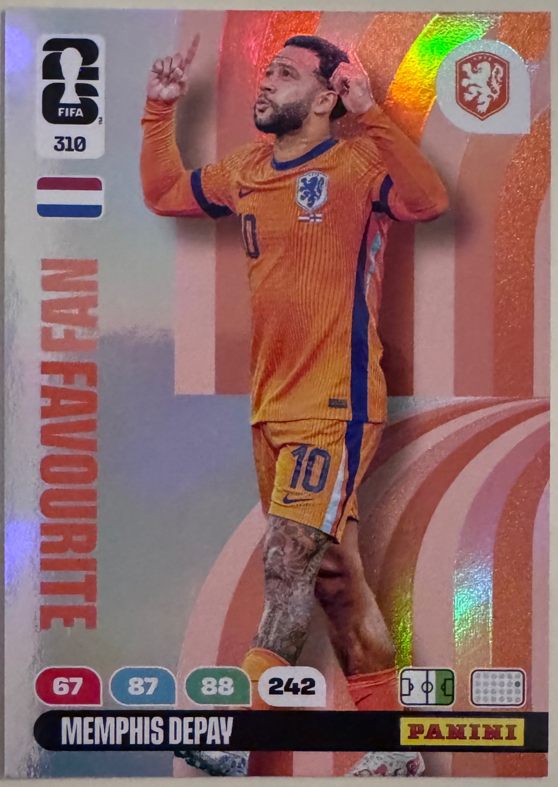 310 Memphis Depay FAN FAVORITE adrenalyn card World Cup 2026