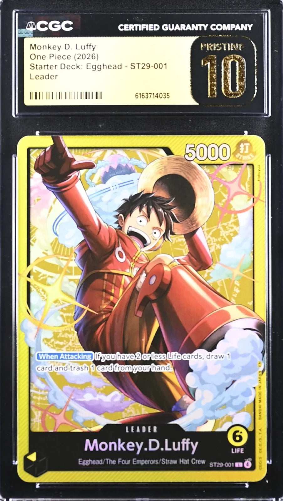 One Piece, Monkey D. Luffy, ST29-001, English, 2026, PRISTINE 10