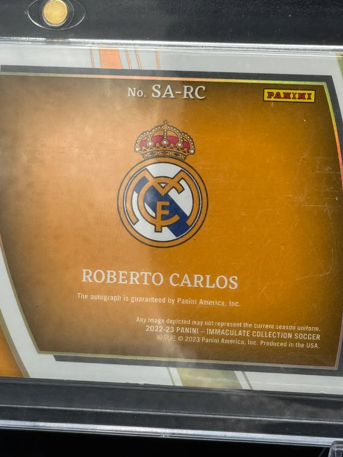 2022-23 Panini Immaculate Roberto Carlos Signature Moves Booklet Auto Gold 10/10 #SA-RC Real Madrid