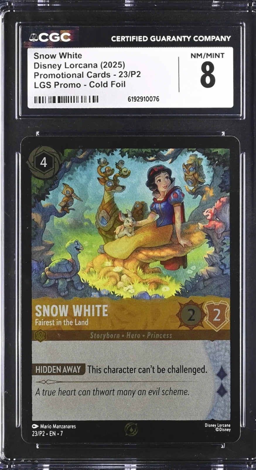 Snow White, Disney Lorcana, 23/P2, English, 2025, CGC 8
