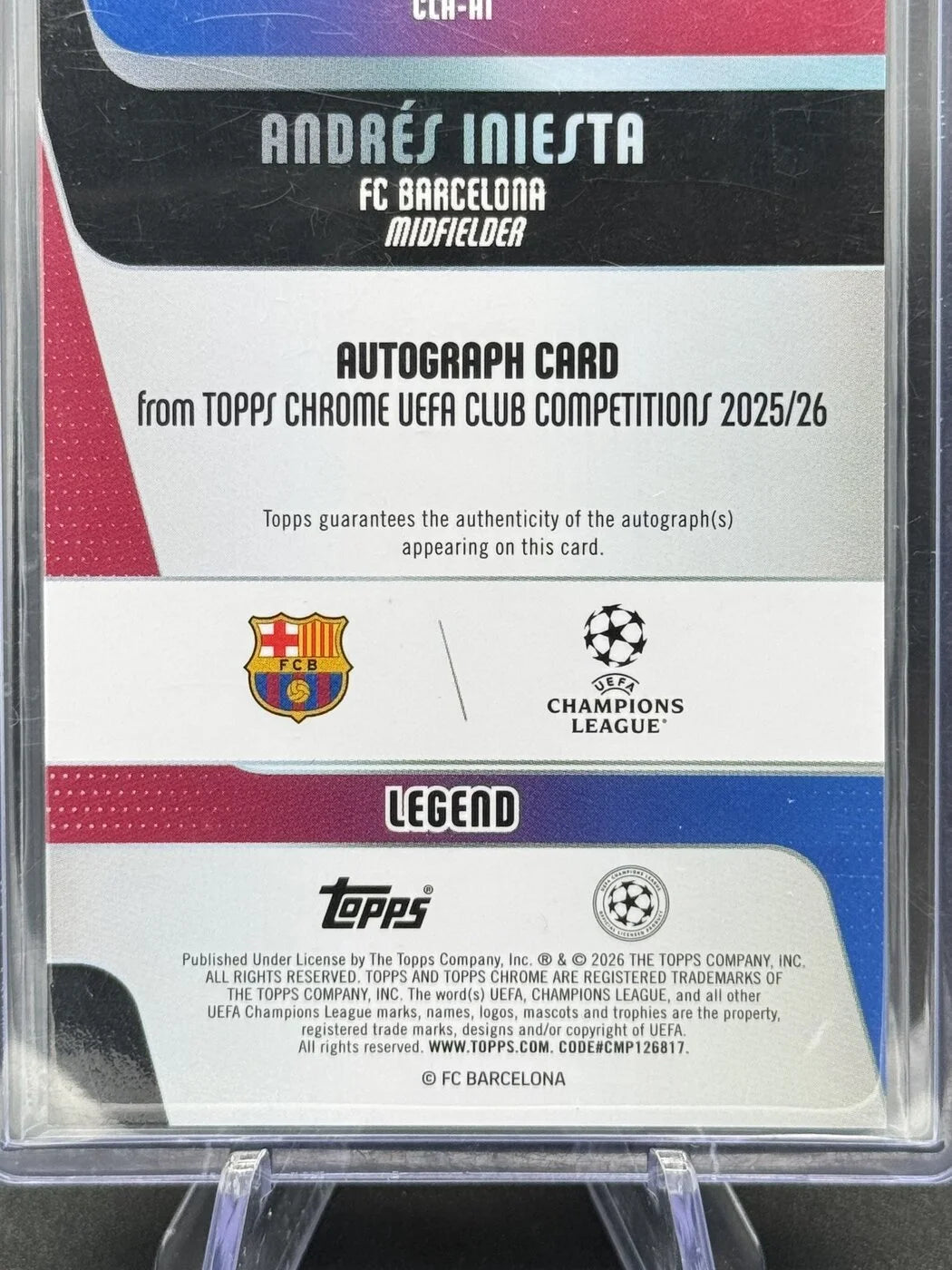 2025-26 Topps Chrome UCC Andrés Iniesta Legend Auto Gold 02/50 #CLA-AI FC Barcelona