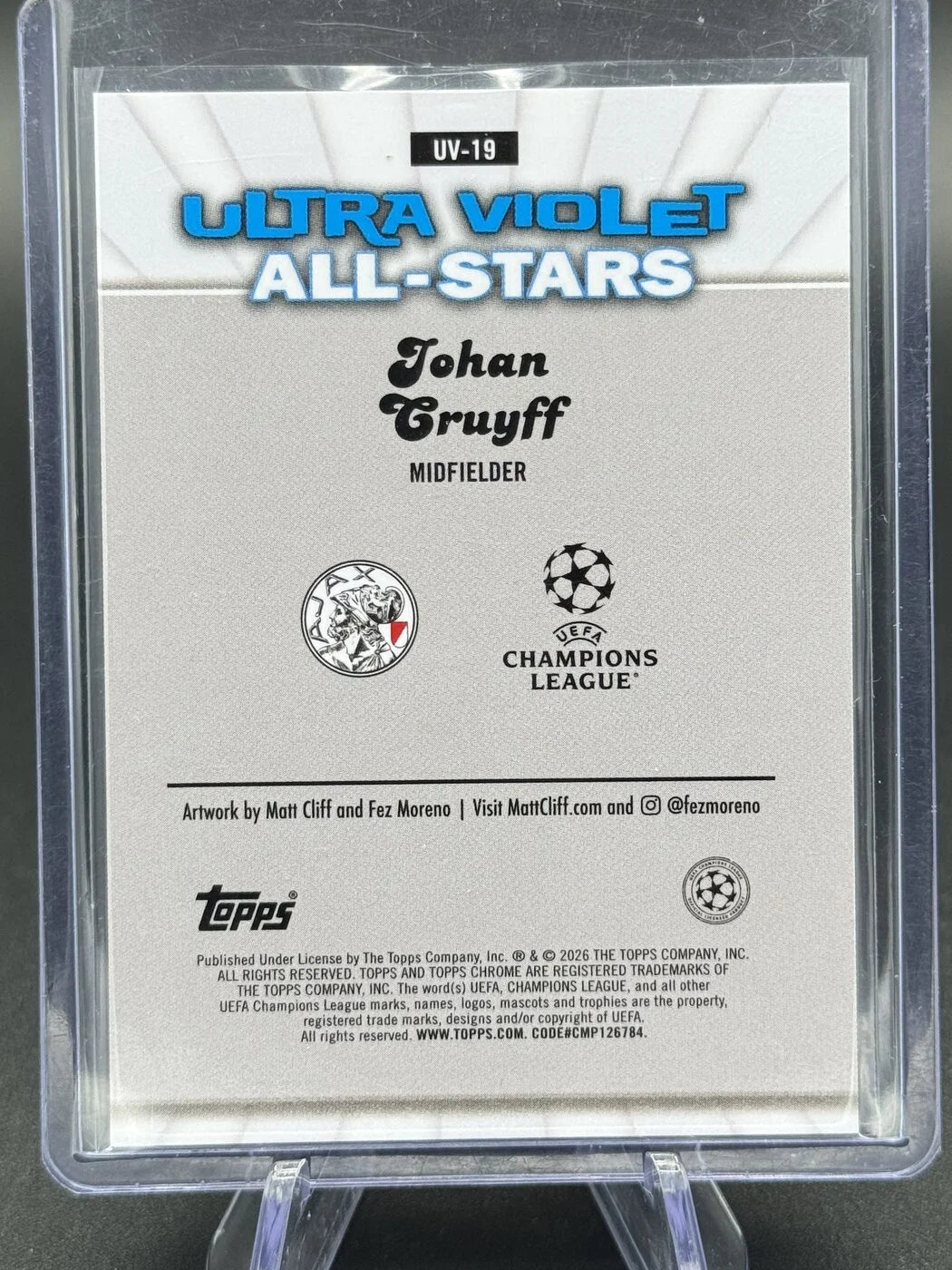 2025-26 Topps Chrome UCC Johan Cruyff Ultra Violet All-Stars Gold 50/50 #UV-19 Ajax