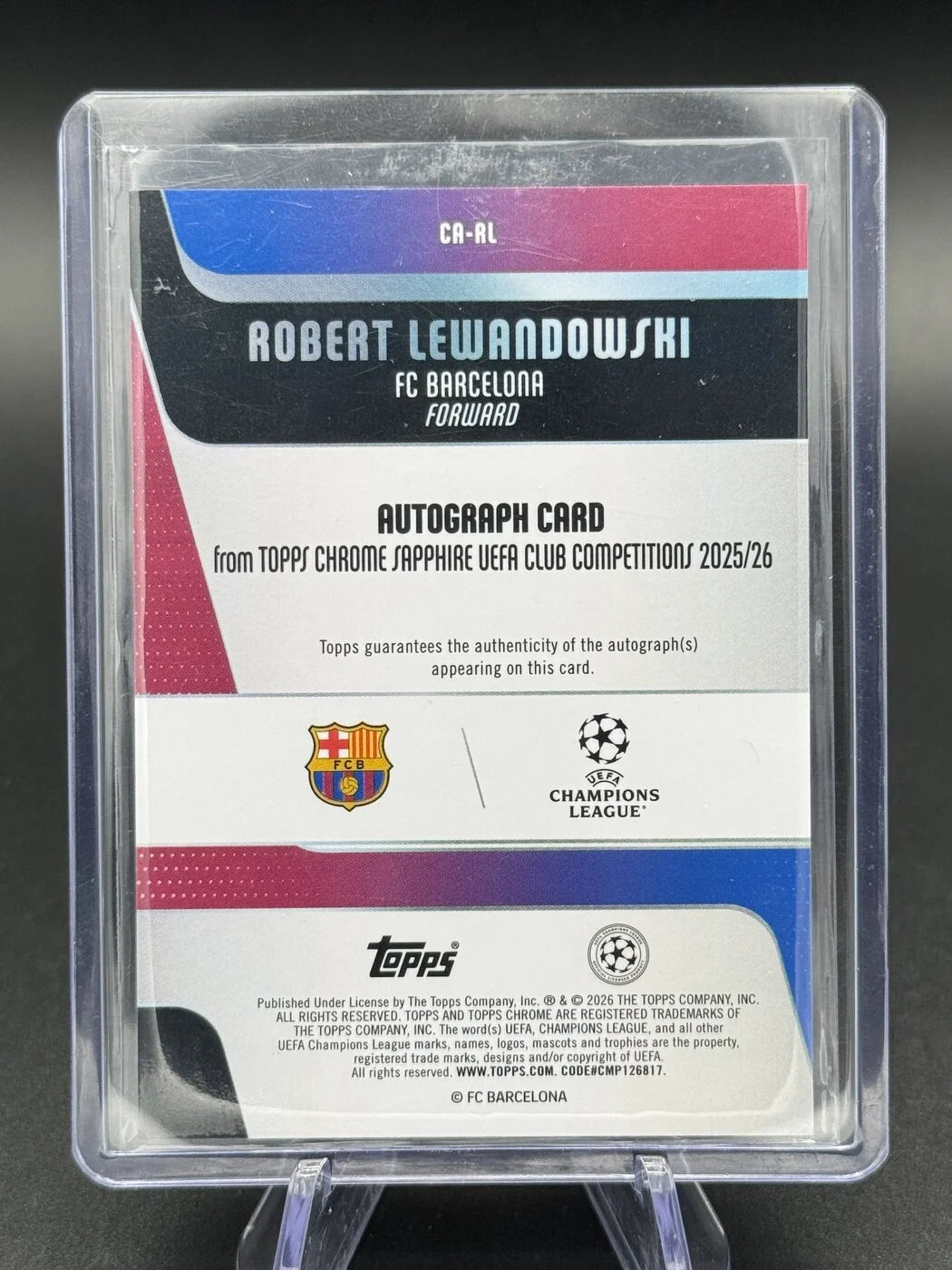 2025-26 Topps Chrome Sapphire UCC Robert Lewandowski Auto Orange 03/25 #CA-RL FC Barcelona