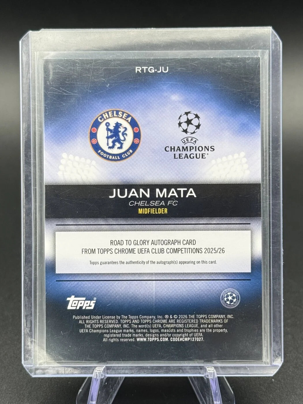 2025-26 Topps Chrome UCC Juan Mata Road to Glory Auto Gold 41/50 #RTG-JU Chelsea