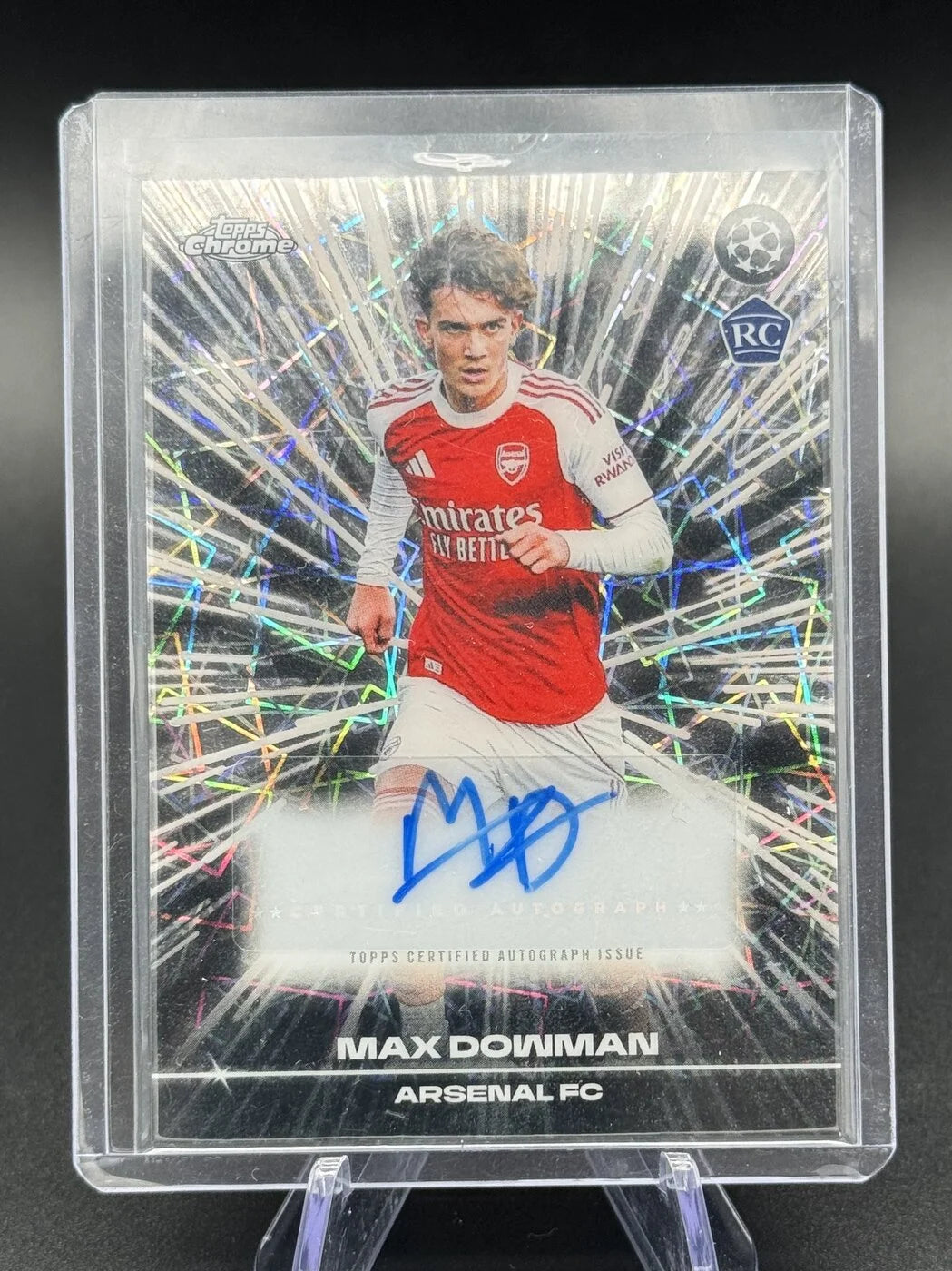 2025-26 Topps Chrome UCC Max Dowman Black Lazer Auto RC #BLA-MD Arsenal