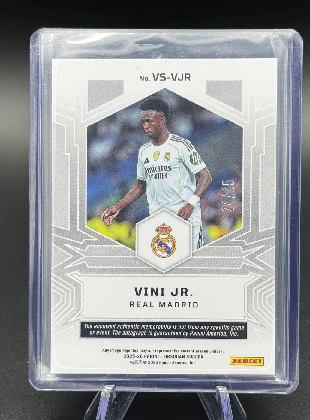 2024-25 Panini Obsidian Vinícius Júnior Volcanic Material Signatures Patch Auto 24/25 #VS-VJR Real Madrid
