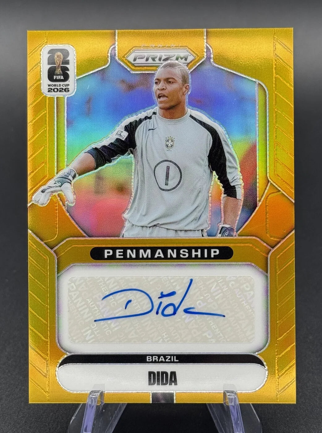 2026 Panini Prizm FIFA World Cup Dida Penmanship Auto Gold 04/10 #P-D Brazil