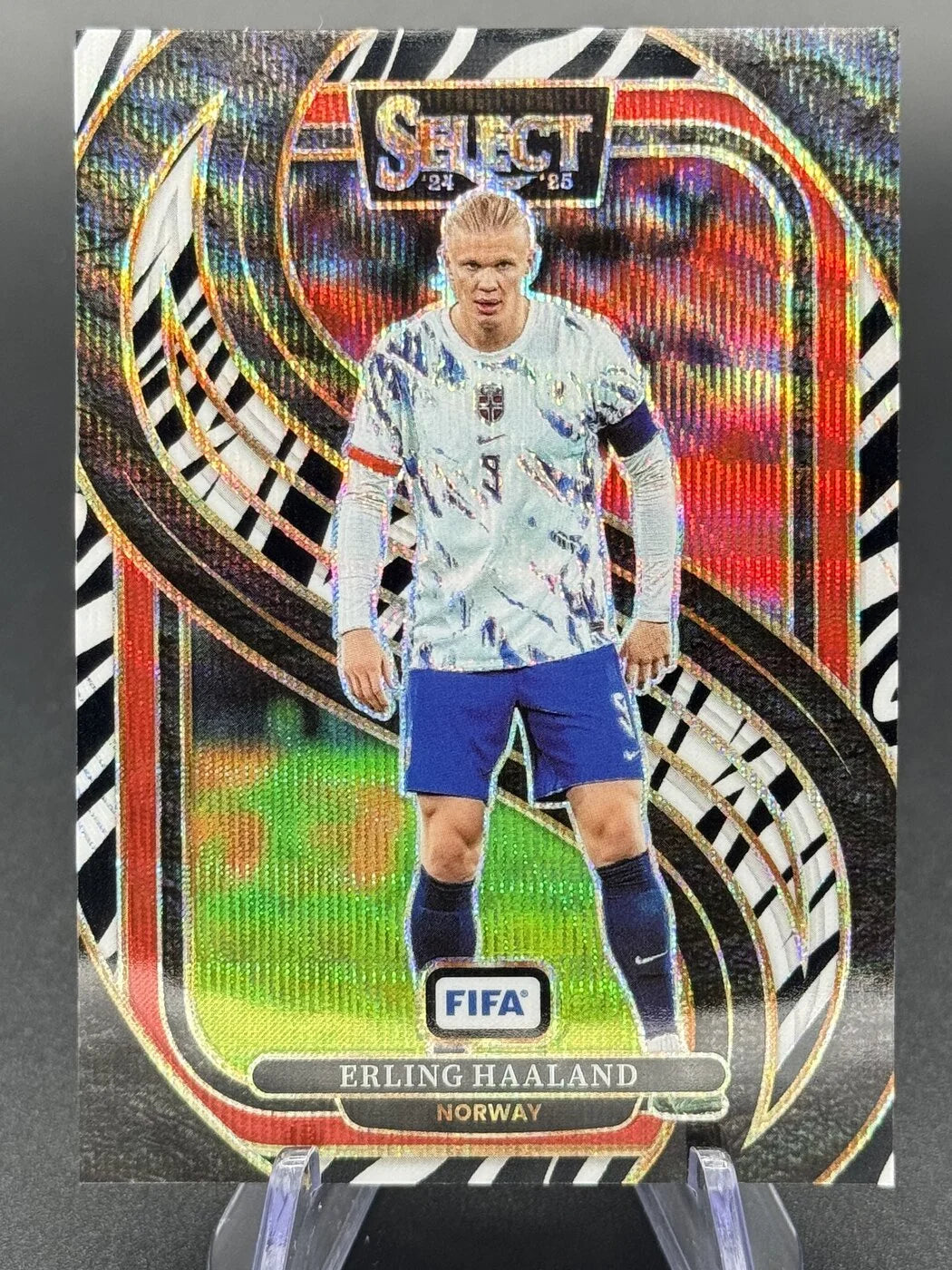 2024-25 Panini Select FIFA Erling Haaland Mezzanine Zebra Prizm #183 Norway