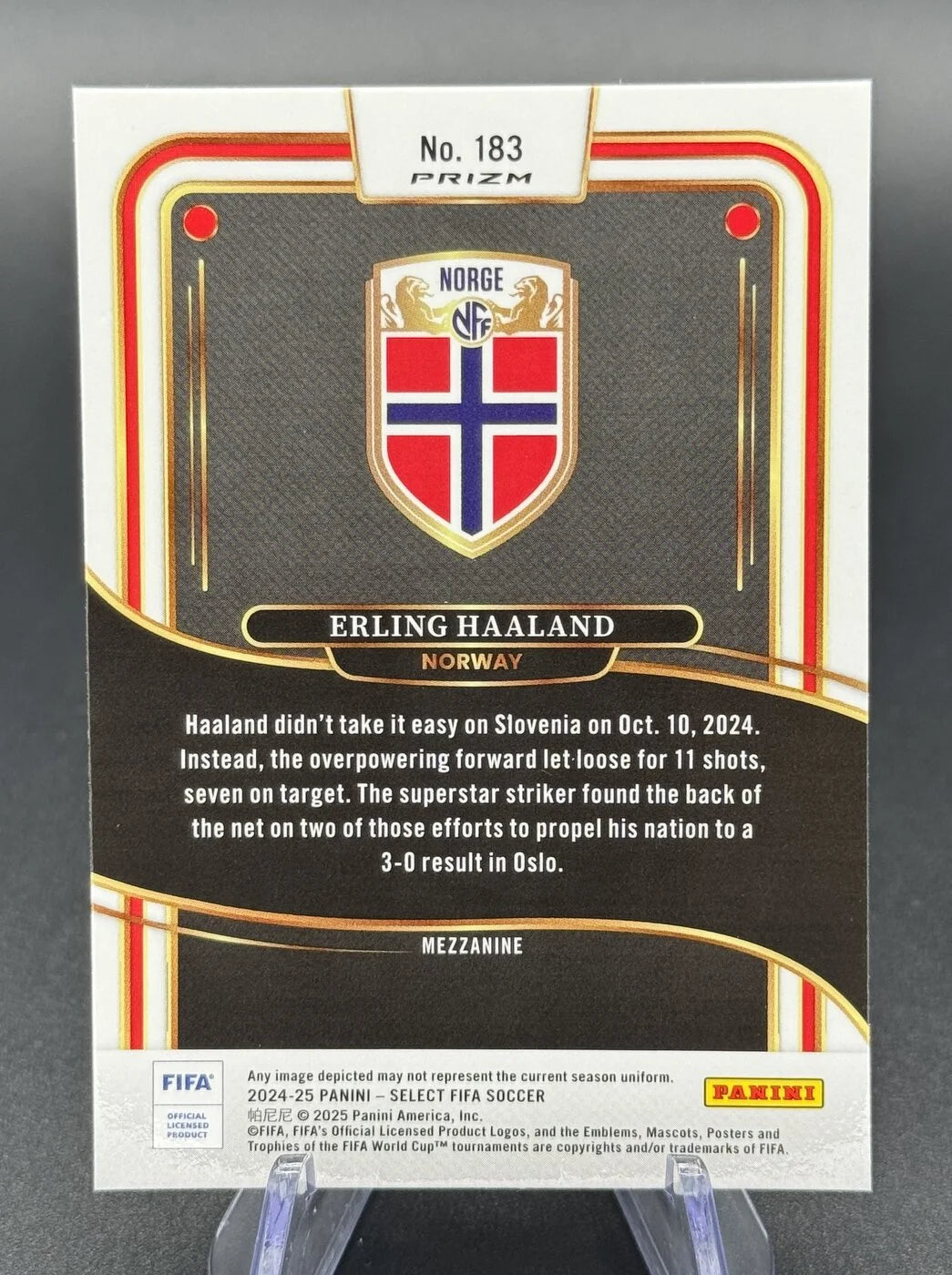 2024-25 Panini Select FIFA Erling Haaland Mezzanine Zebra Prizm #183 Norway