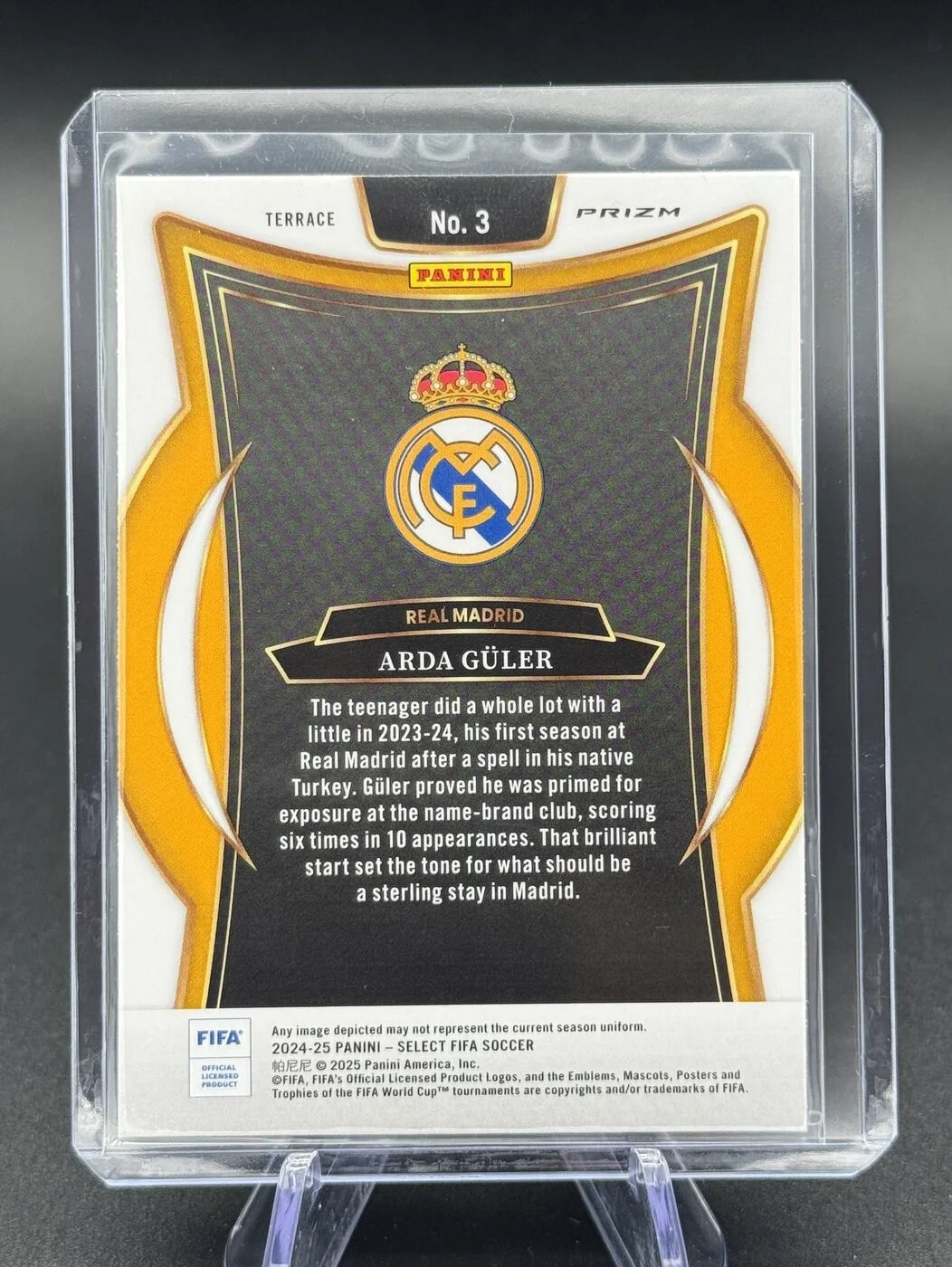 2024-25 Panini Select FIFA Arda Güler Terrace Zebra Prizm #3 Real Madrid