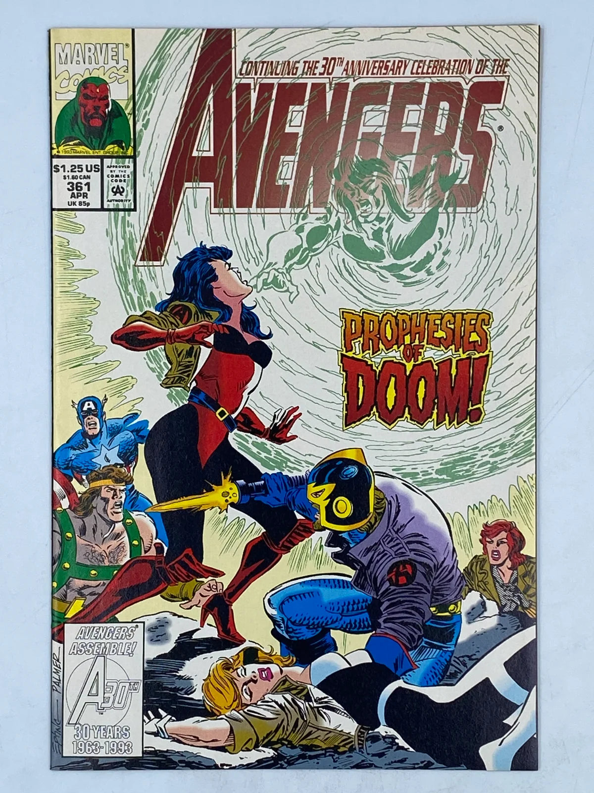 The Avengers #361,  "Prophesies of Doom!" published by Marvel Comics in April 1993 (1963 1st Series)