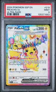 Pikachu ex 219/191 (Surging Sparks) — PSA 9