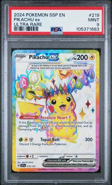 Pikachu ex 219/191 (Surging Sparks) — PSA 9
