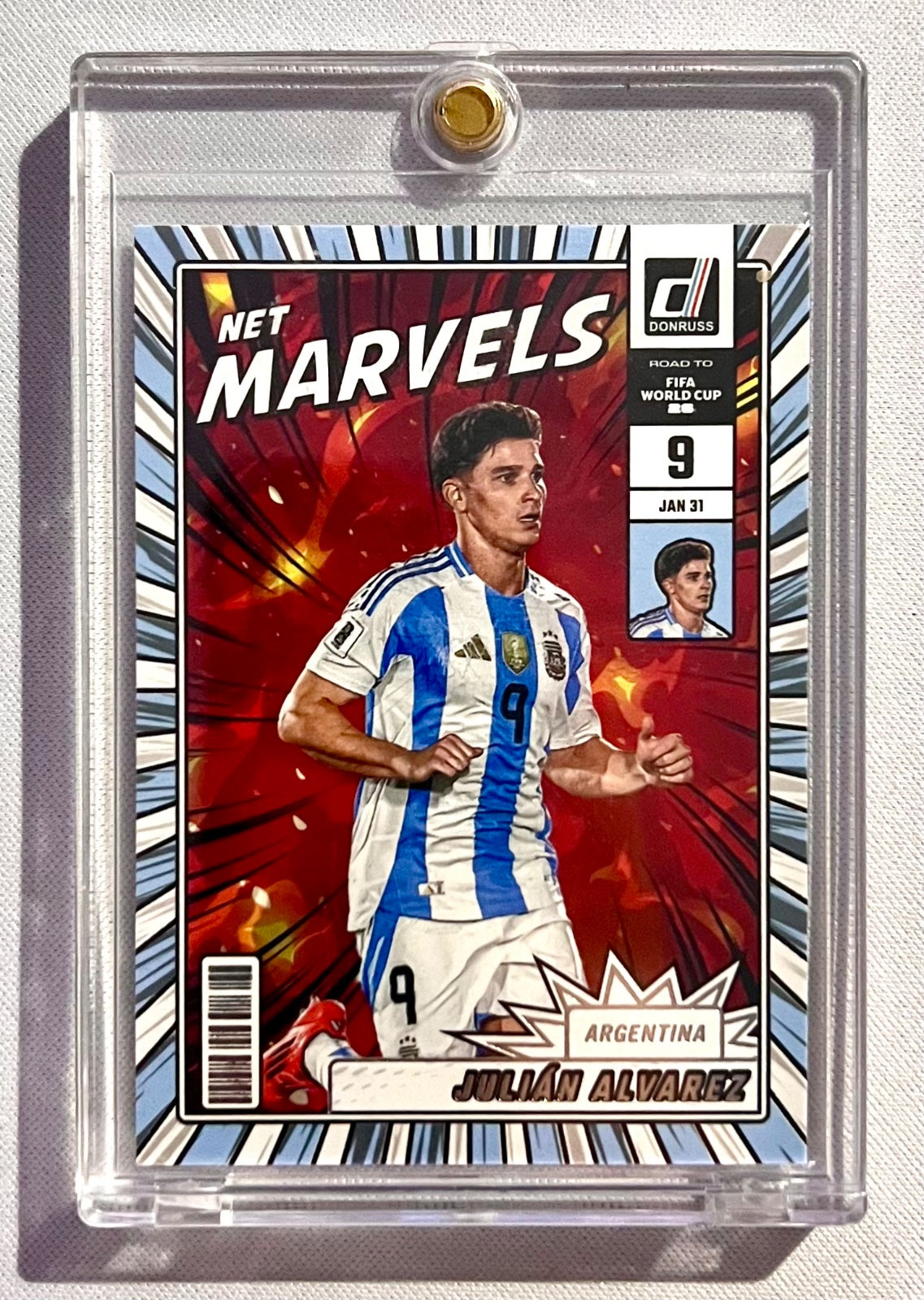 2025-26 Donruss Road to FIFA World Cup Net Marvels Red Julian Alvarez Argentina
