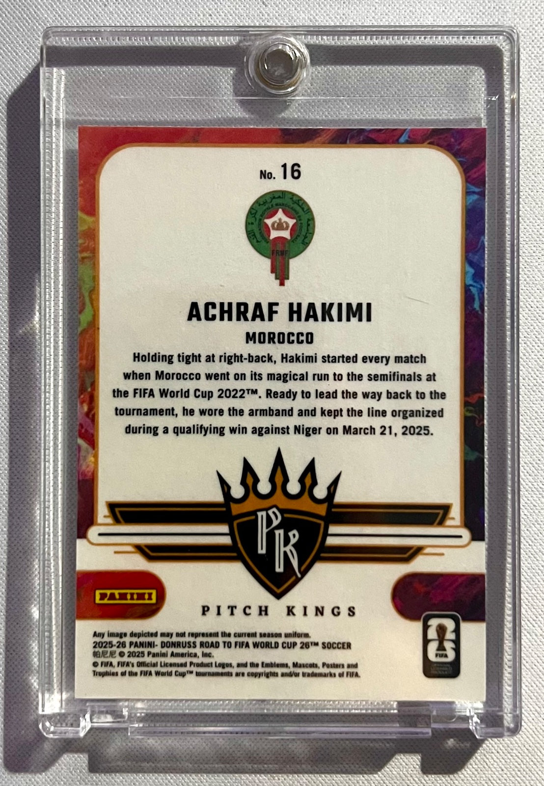 2025-26 Donruss Road to FIFA World Cup #16 Achraf Hakimi Pitch Kings