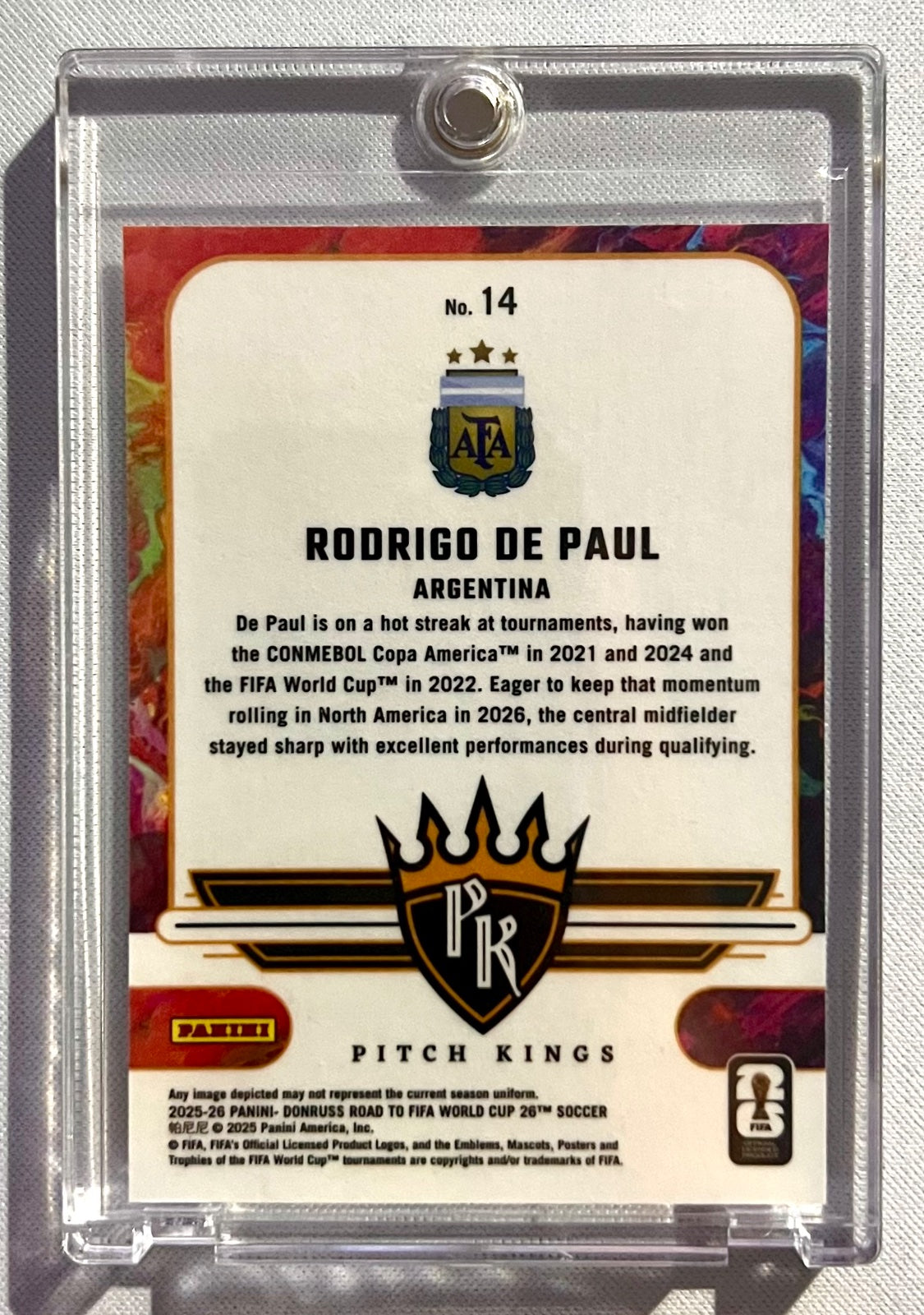 2025-26 Donruss Road to FIFA World Cup #14 Rodrigo de Paul Pitch Kings