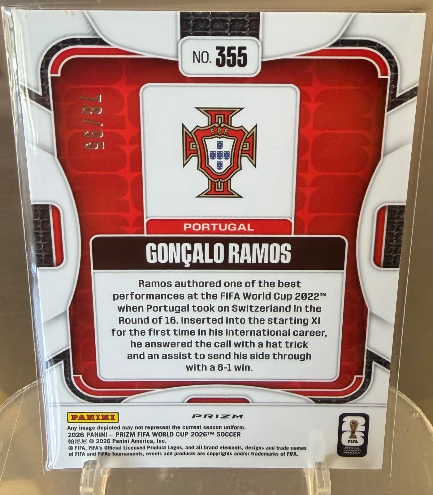 Gonçalo Ramos Panini World Cup /95