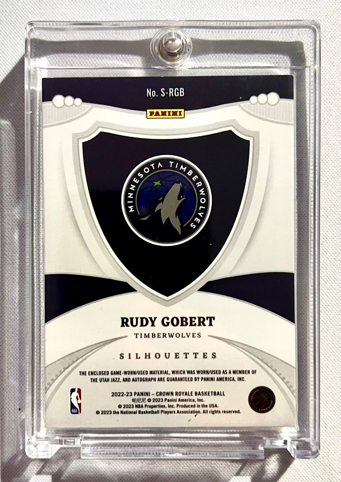 2022-23 Panini Crown Royale Rudy Gobert Silhouettes Patch Auto #/25 Card #S-RGB