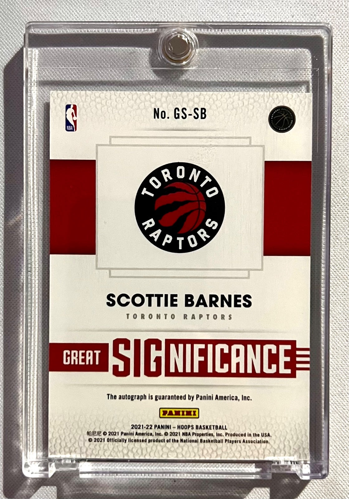 Scottie Barnes 2021-22 Panini NBA Hoops Auto Great Significance RC #GS-SB