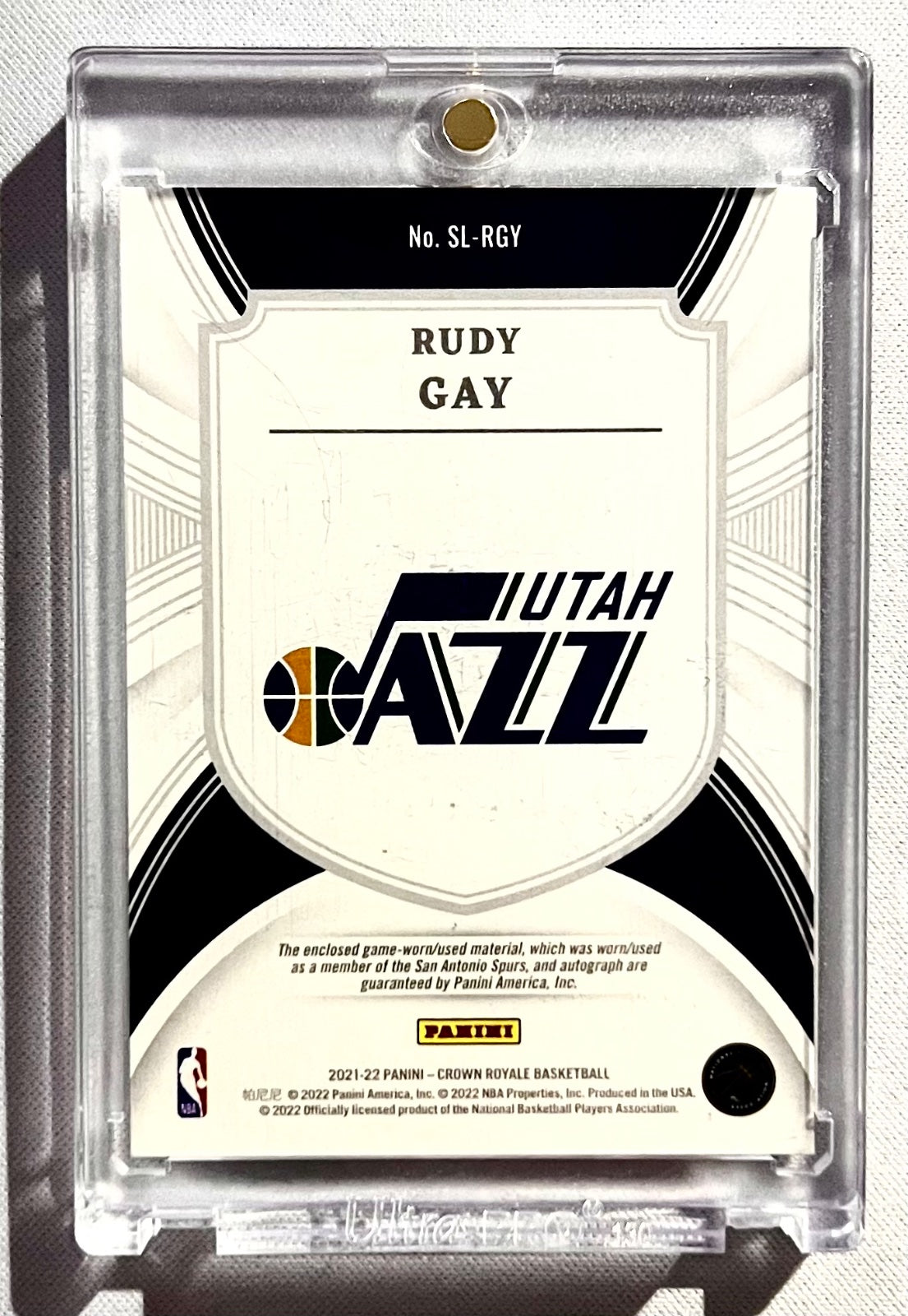 2021-22 Panini Crown Royal Silhouettes Rudy Gay Gold /99 Auto GU Patch SPURS