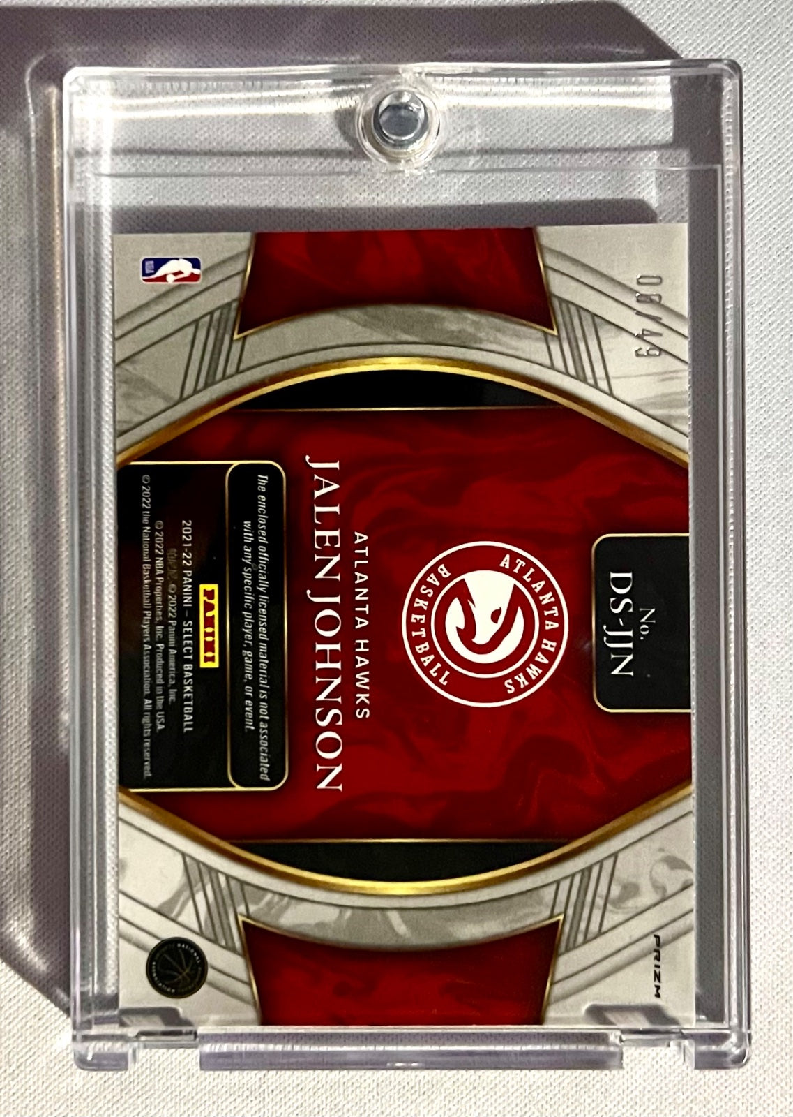 2021-22 Panini Select - Draft Selections Memorabilia Jalen Johnson /49 DS-JJN