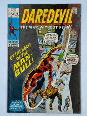 Daredevil #78 "On the Horns of the Man-Bull!" published by Marvel Comics in July 1971.