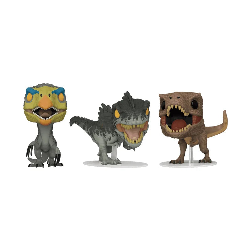 Funko Pop! Movies : Jurassic World - Therizinosaurus / Giganotosaurus / T.Rex - 3 Pack, Special Edition Exclusive