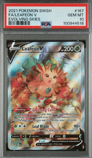 2021 POKEMON SWORD & SHIELD EVOLVING SKIES #167 FA/LEAFEON V EVOLVING SKIES PSA 10
