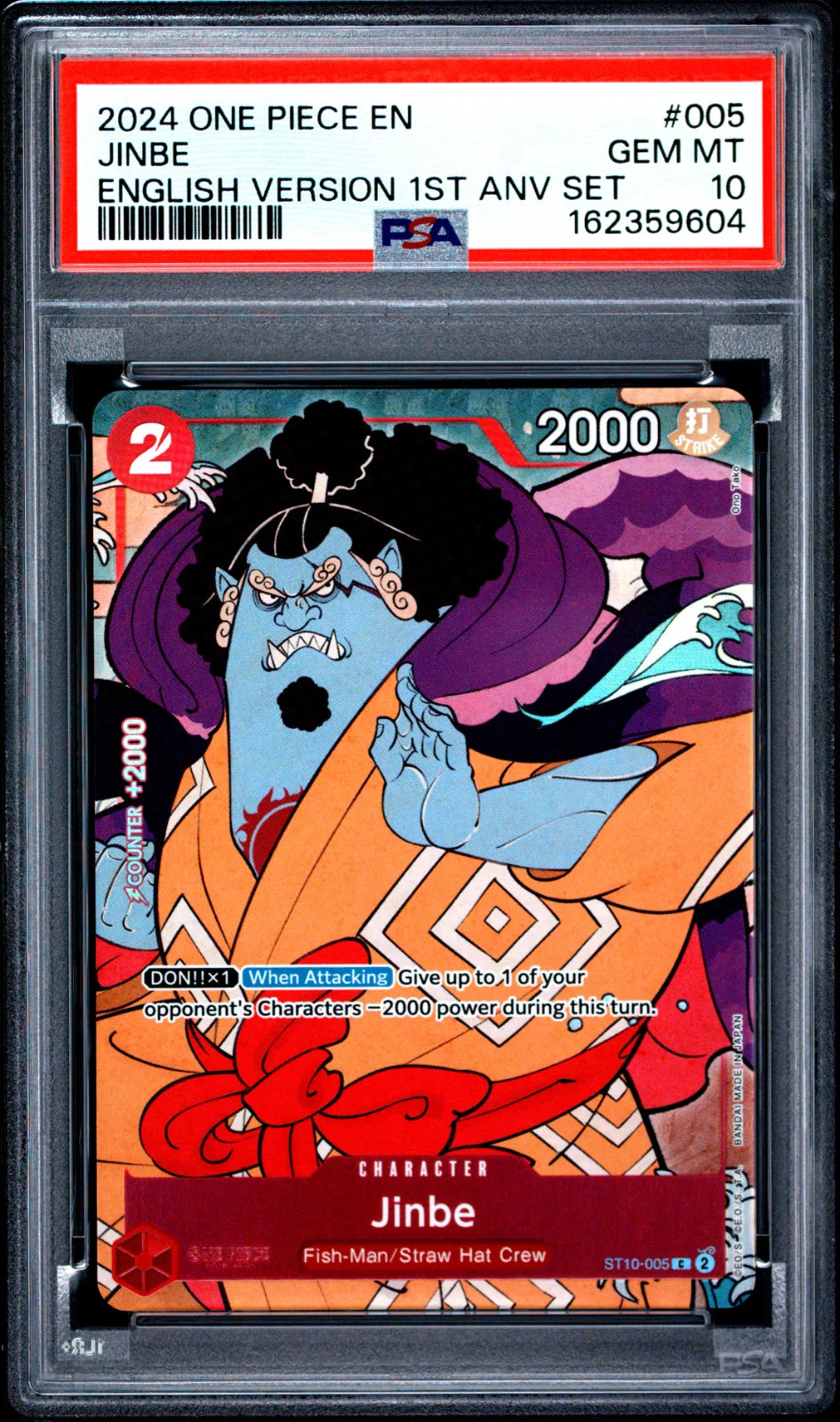 Jinbe (English Version 1st Anniversary Set) ST10-005 (One Piece Promotion Cards) — PSA 10