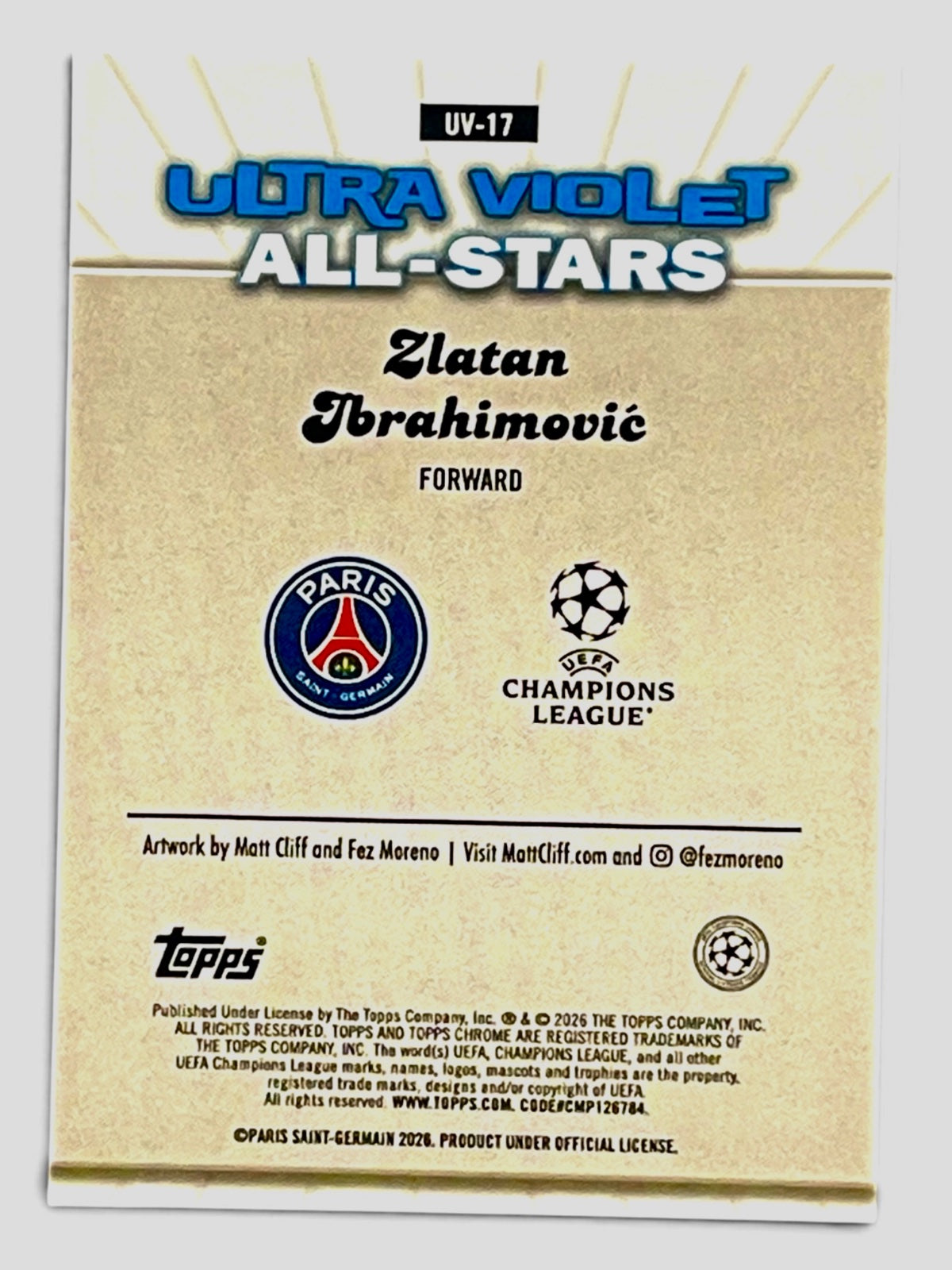 2026 Topps Chrome UCC Zlatan Ibrahimovic Ultra Violet