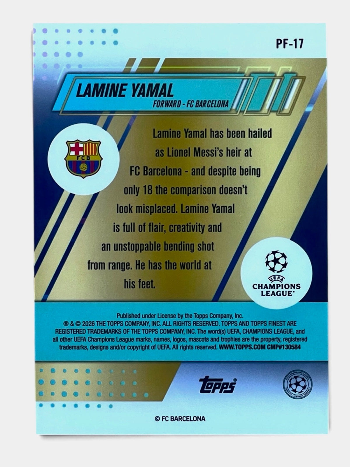 2015-26 Topps Finest UEFA Lamine Yamal Prized Footballer