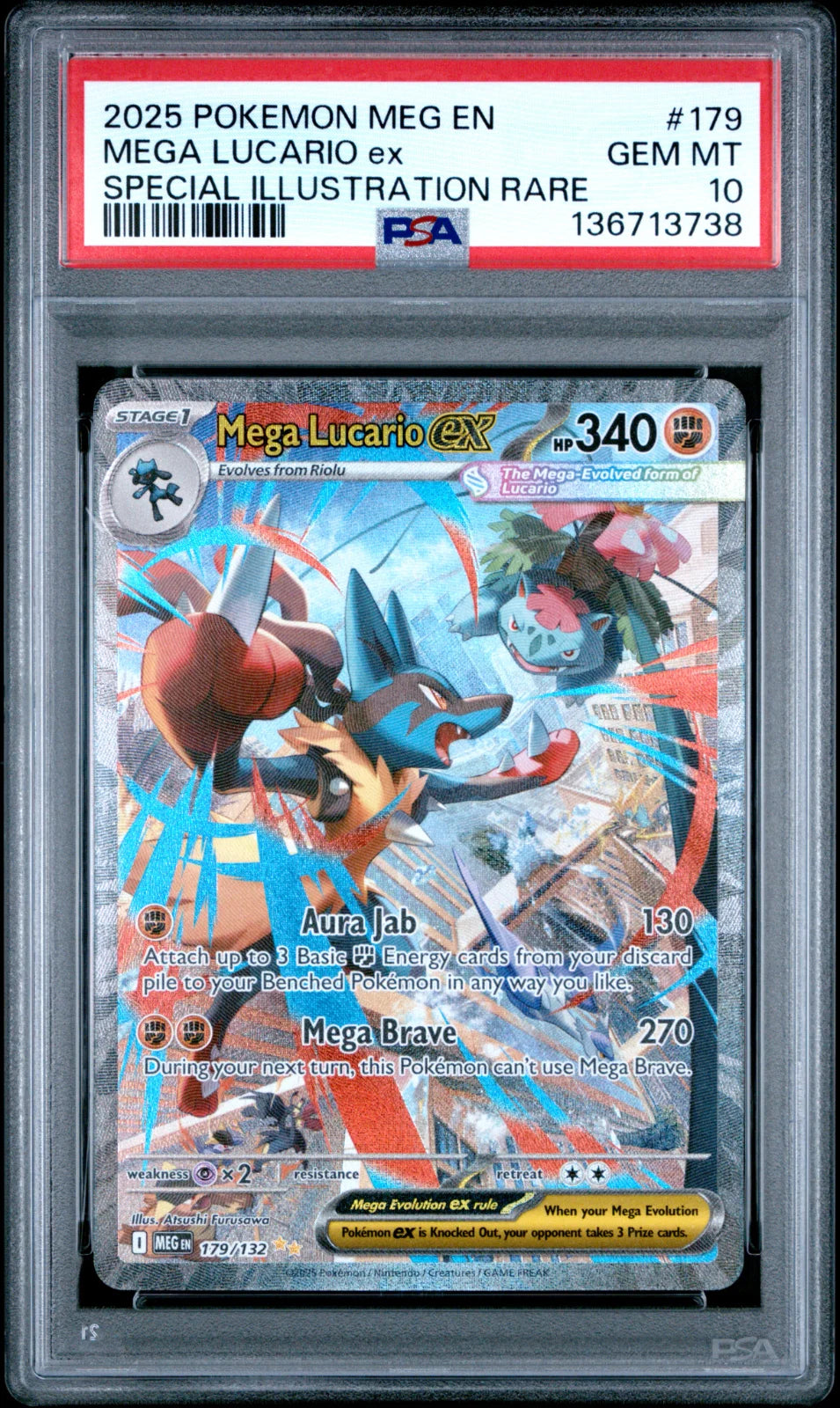 Mega Lucario ex 179/132 (Mega Evolution) — PSA 10