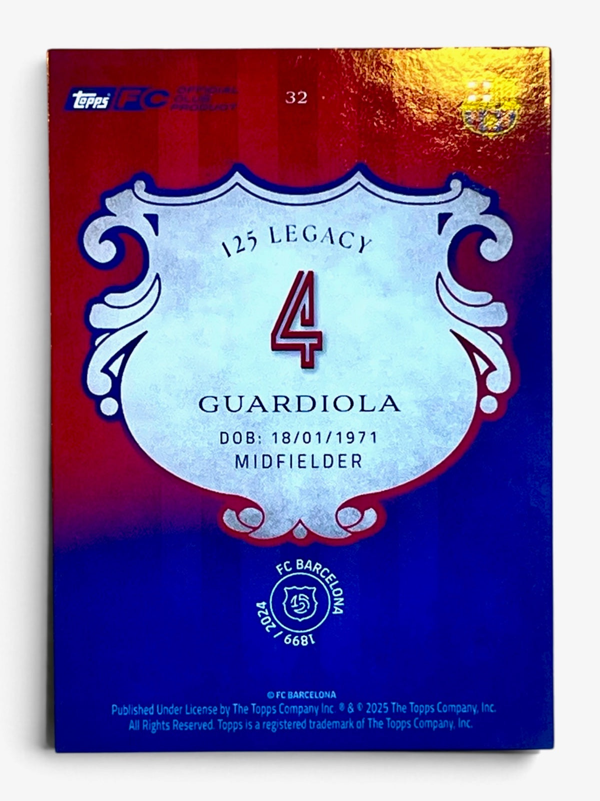 2025 Topps FC Barcelona 125 Years Legacy Set Pep Guardiola