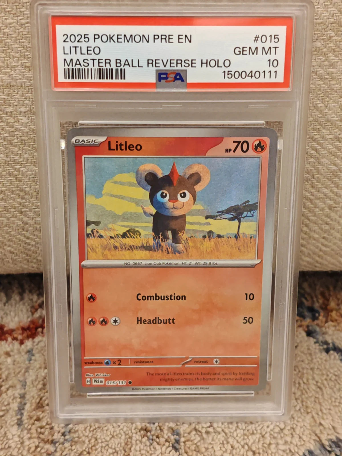 Litleo (Master Ball Pattern) 015/131 (Prismatic Evolutions) — PSA 10