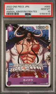 ONE PIECE, KAIDO, 2022, ST04-003,  JAPANESE, ANIMAL KINGDOM PIRATES, PSA 10