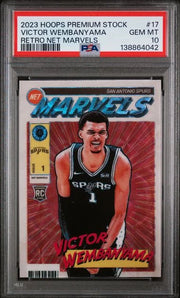 2023 PANINI HOOPS PREMIUM STOCK RETRO NET MARVELS #17 VICTOR WEMBANYAMA