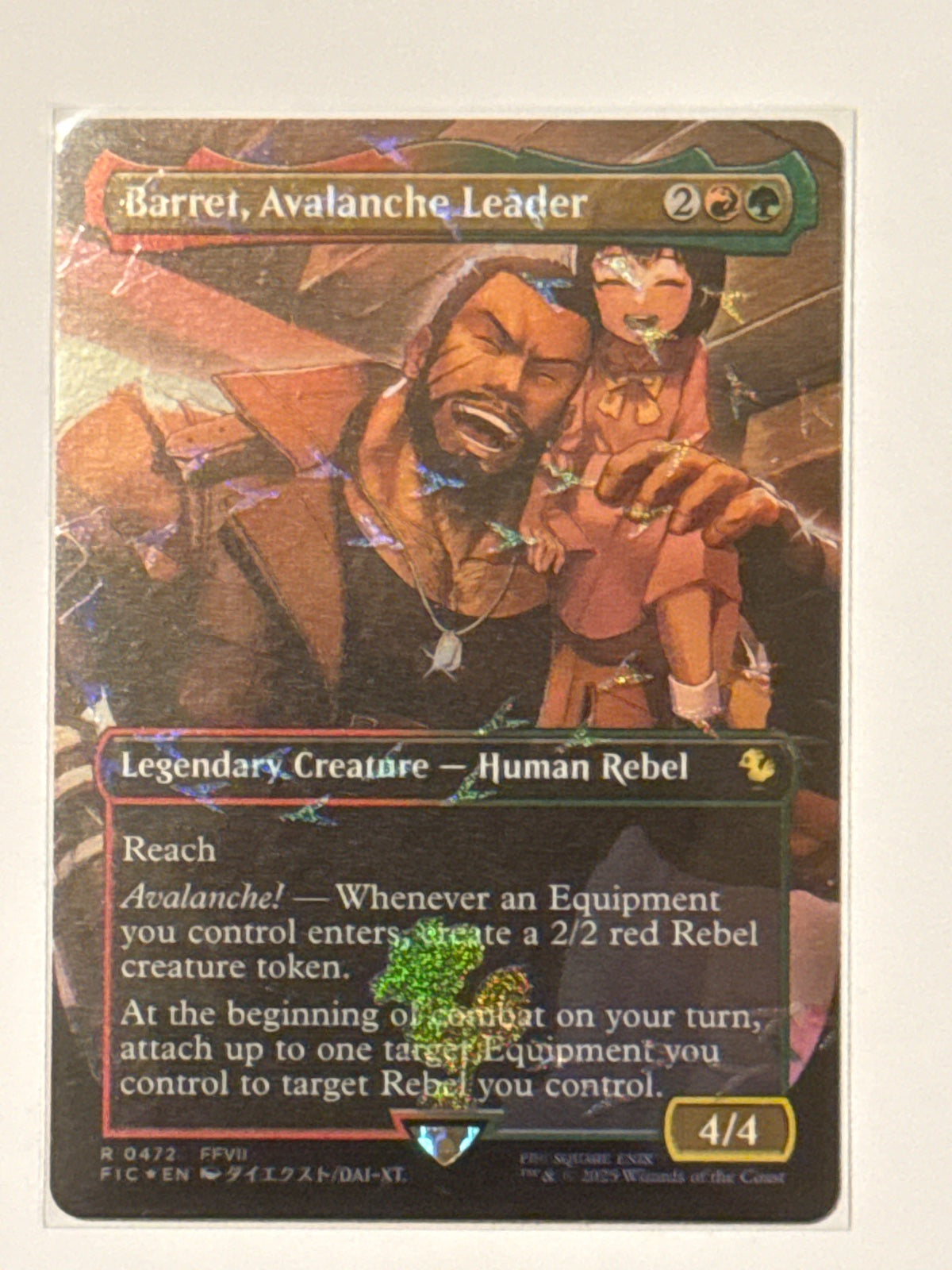 Barret, Avalanche Leader (Borderless) (Chocobo Track Foil) 472 (Commander: FINAL FANTASY)