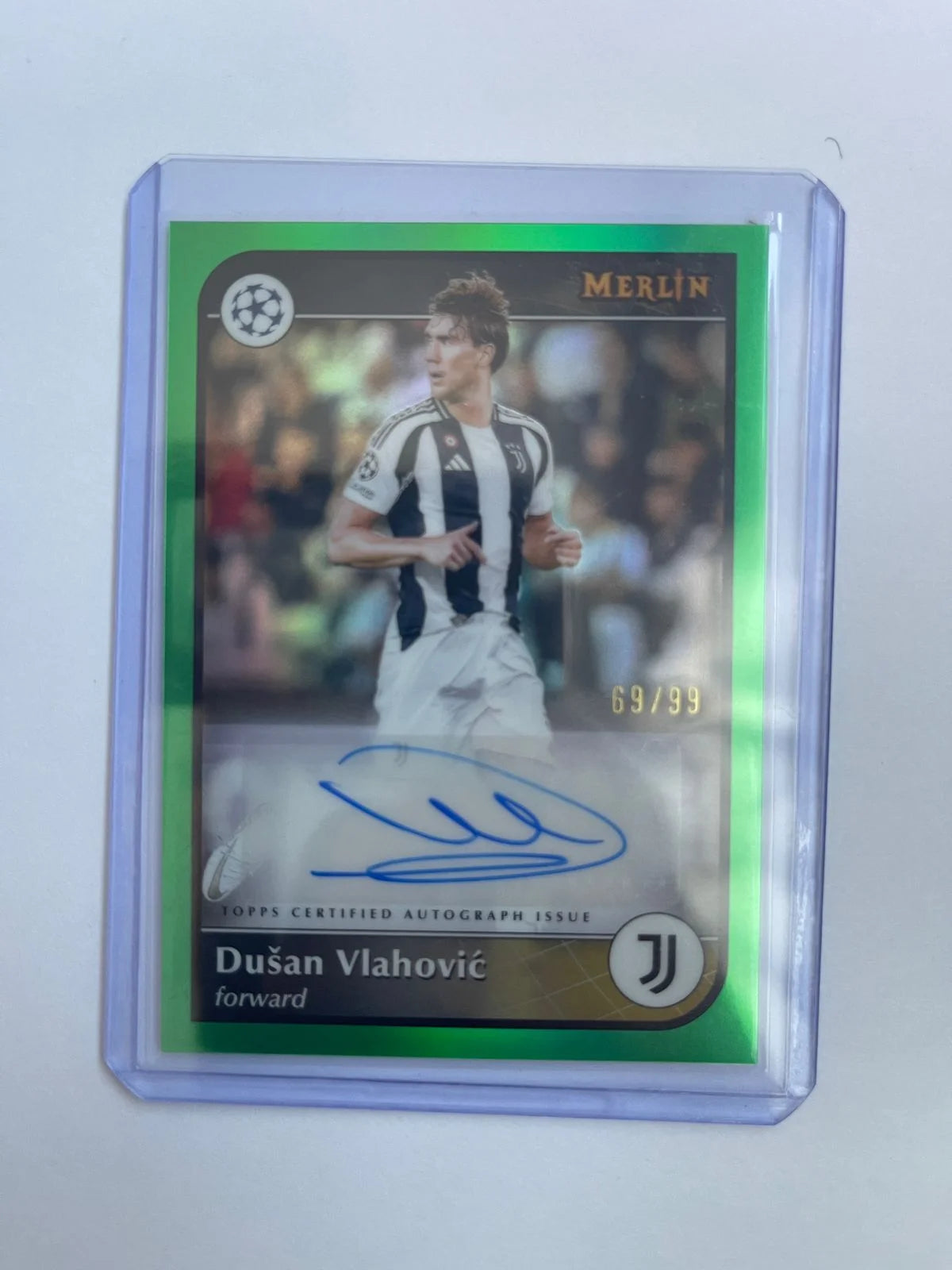 Dusan Vlahovic Auto /99 - 24-25 Topps Chrome Merlin Green