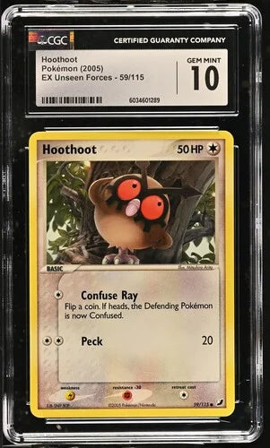Hoothoot 59/115 · Normal (EX Unseen Forces) — CGC 10