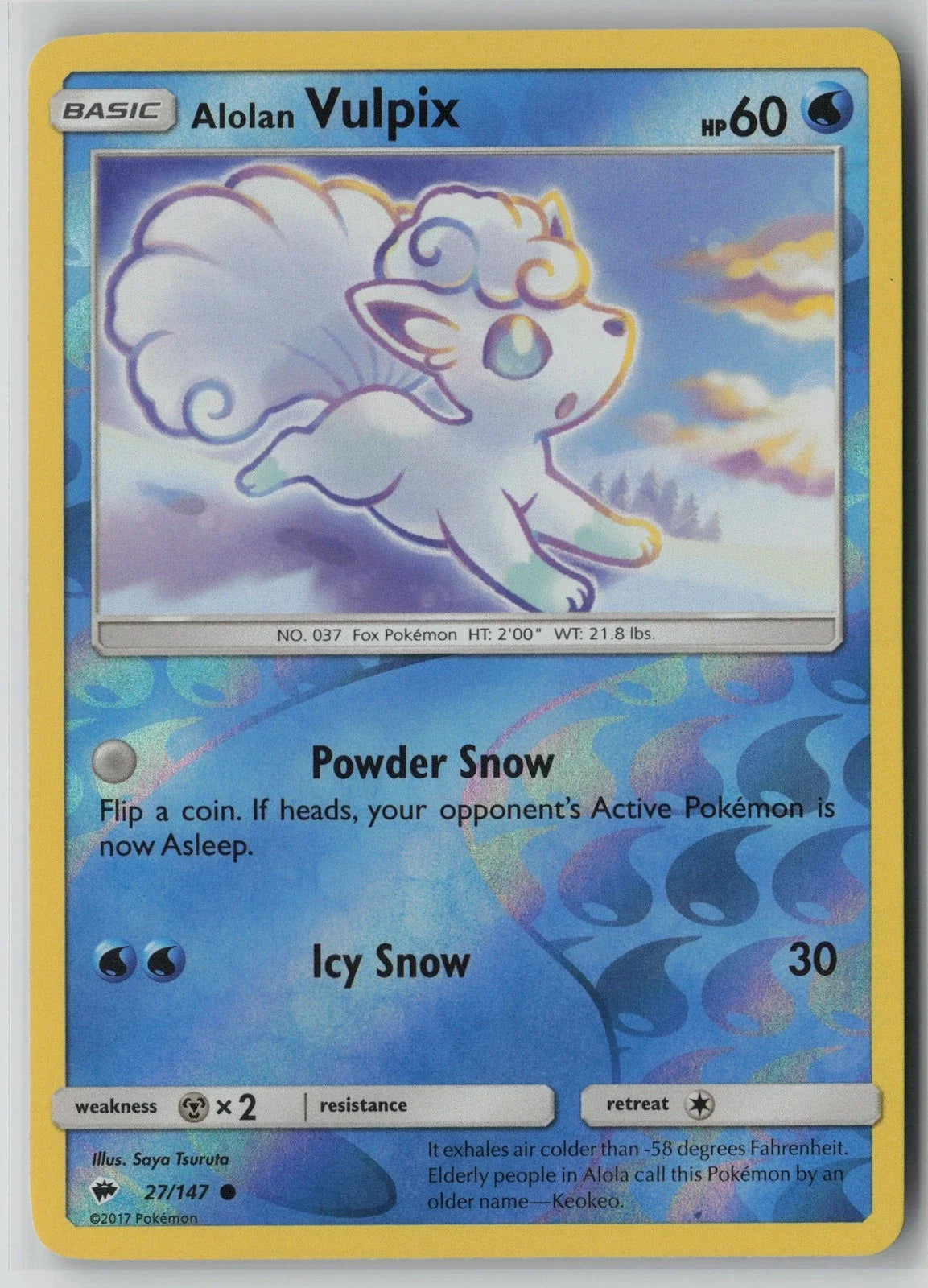 Alolan Vulpix 27/147 · Reverse Holo  (Burning Shadows) by  Saya Tsurata