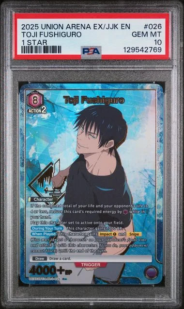 PSA10 Union Arena UEX02BT Jujutsu Kaisen Toji Fushiguro 1 STAR