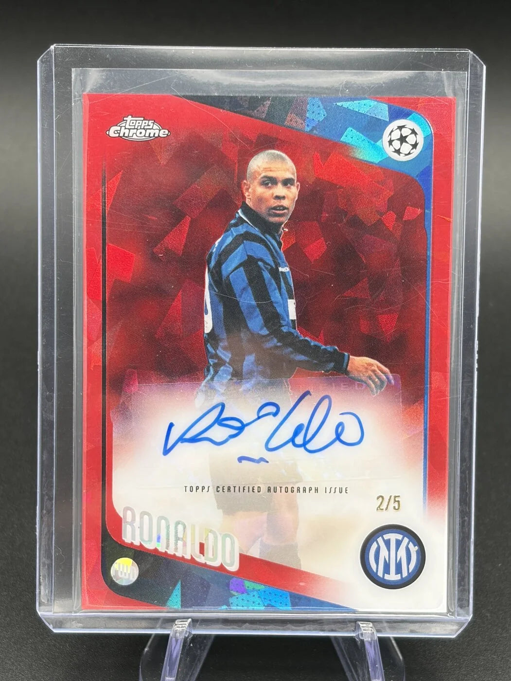 2025-26 Topps Chrome Sapphire UCC Ronaldo Legend Auto Red /5 #CLA-R9 Inter Milan