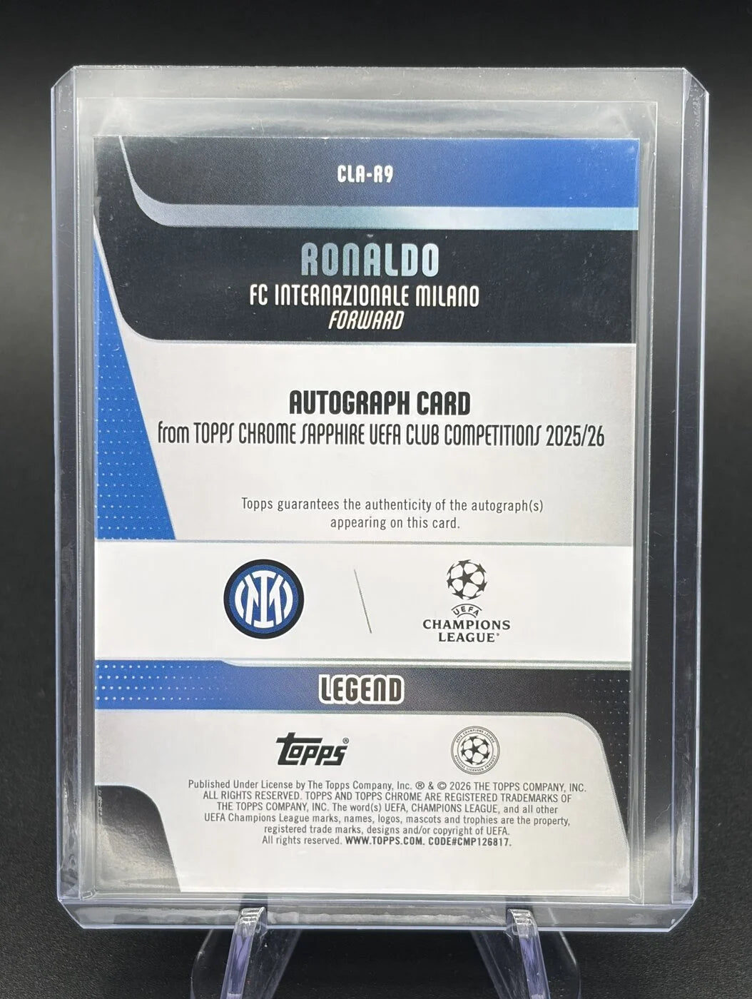 2025-26 Topps Chrome Sapphire UCC Ronaldo Legend Auto Red /5 #CLA-R9 Inter Milan