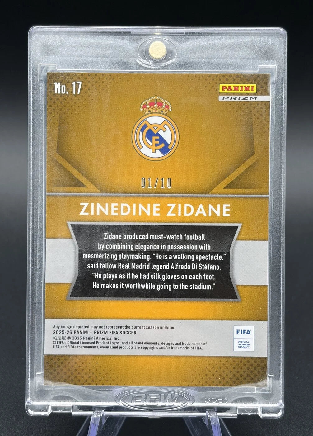 2025-26 Panini Prizm FIFA Zinedine Zidane #17 Gold Prizm 01/10 Real Madrid