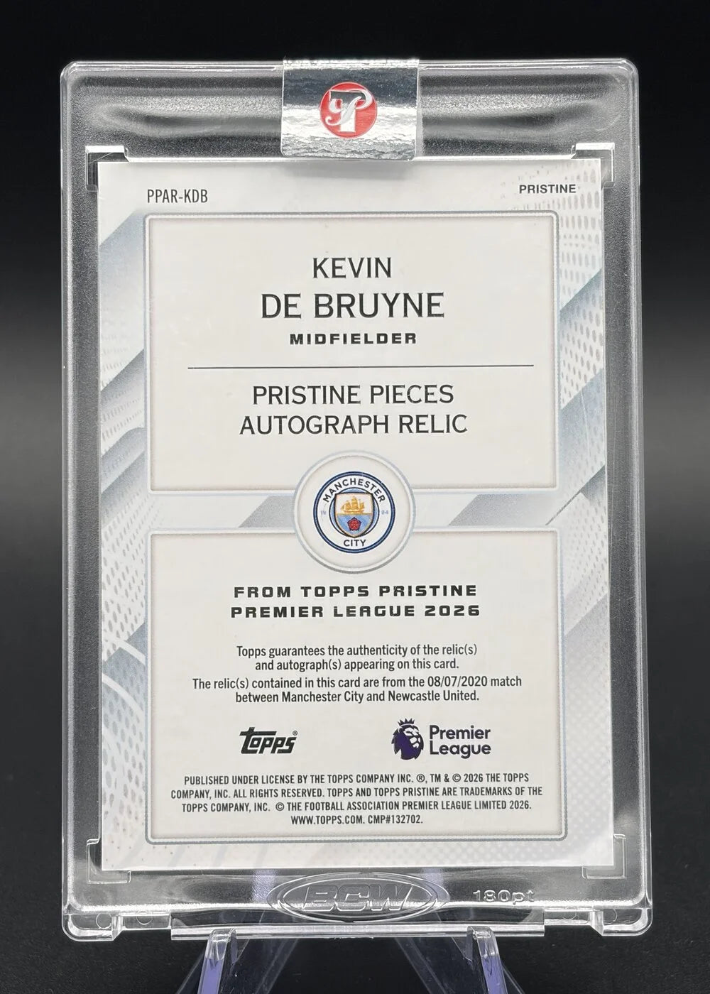 2025-26 Topps Pristine Premier League Kevin De Bruyne Pristine Pieces Auto Relic 40/50 #PPAR-KDB Manchester City