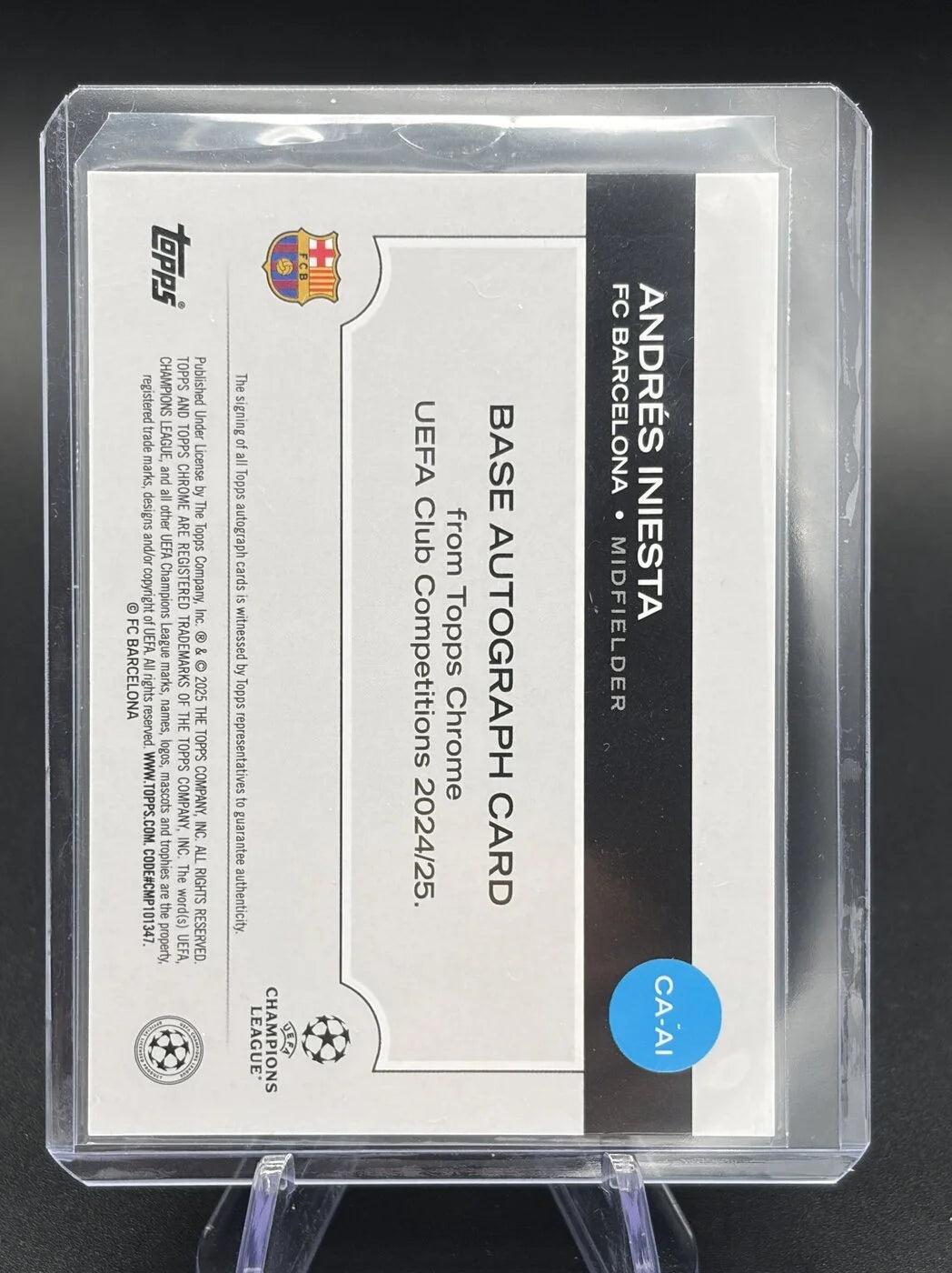 2024-25 Topps Chrome UCC Andres Iniesta Auto Pink Refractor 72/75 #CA-AI FC Barcelona