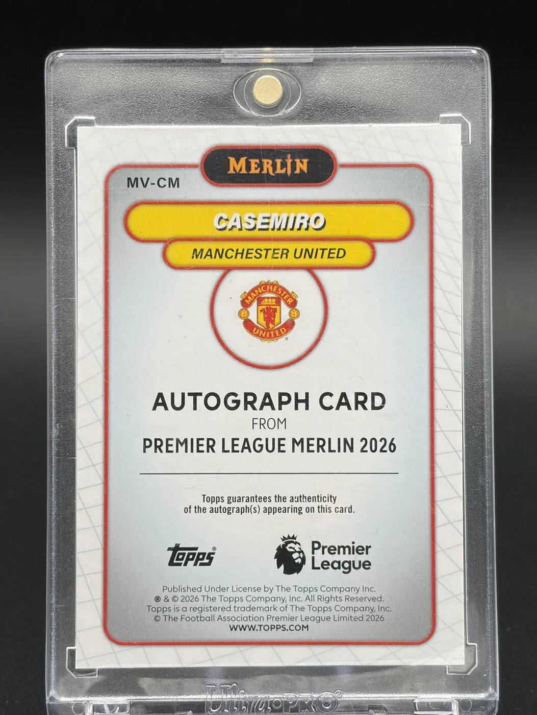 2026 Topps Premier League Merlin Casemiro Auto Orange 08/25 #MV-CM Manchester United
