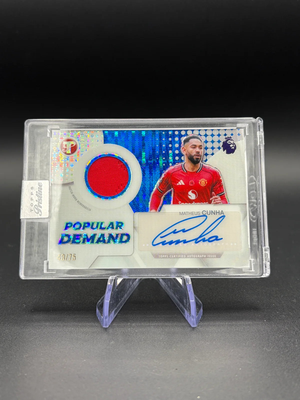 2025-26 Topps Pristine Premier League Matheus Cunha Popular Demand Auto Relic 43/75 #PDAR-MC Manchester United
